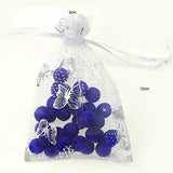 Organza Bags, G2PLUS 100PCS 9X12CM (3.54X4.72") Drawstring Organza Jewelry Favor Pouches Wedding Party Festival Gift Bags Candy Bags (White Butterfly Floral Print Pattern) - G2plus