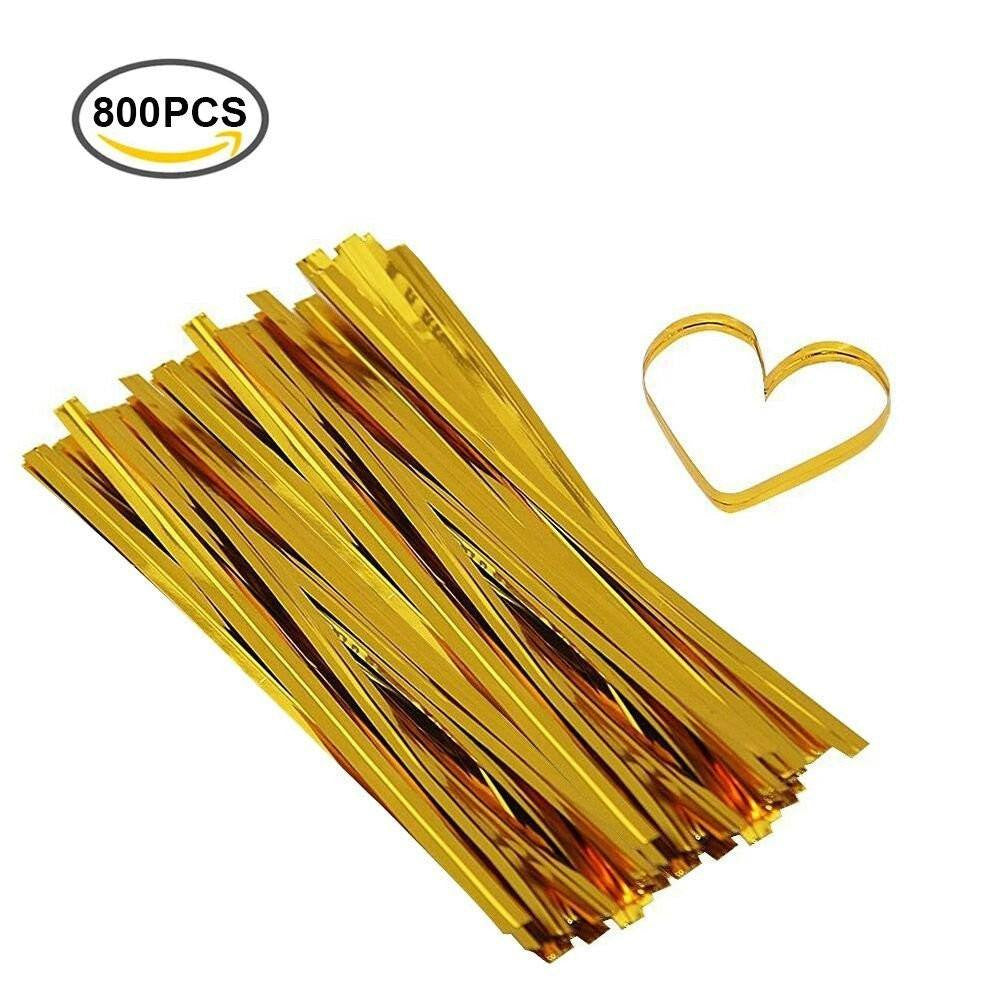 800 PCS 6’’ Metallic Twist Ties for Party Favors Bakery Cello Candy Cookie Treat Bags (Gold) - G2plus