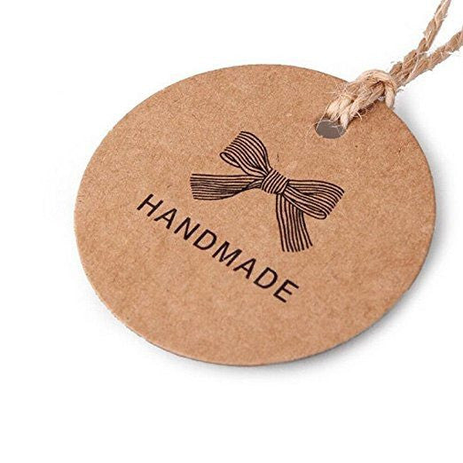 100 PCS ‘Handmade’ Printed Kraft Paper Hang Tags Craft Gift Tags with 100 Feet Jute Twine - G2plus