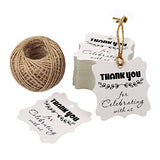 Thank You for Celebrating with Us,Original Design 100PCS Kraft Paper Tag Gifts Papers Wedding Favor Gift Tags with 100 Feet Jute Twine - G2plus