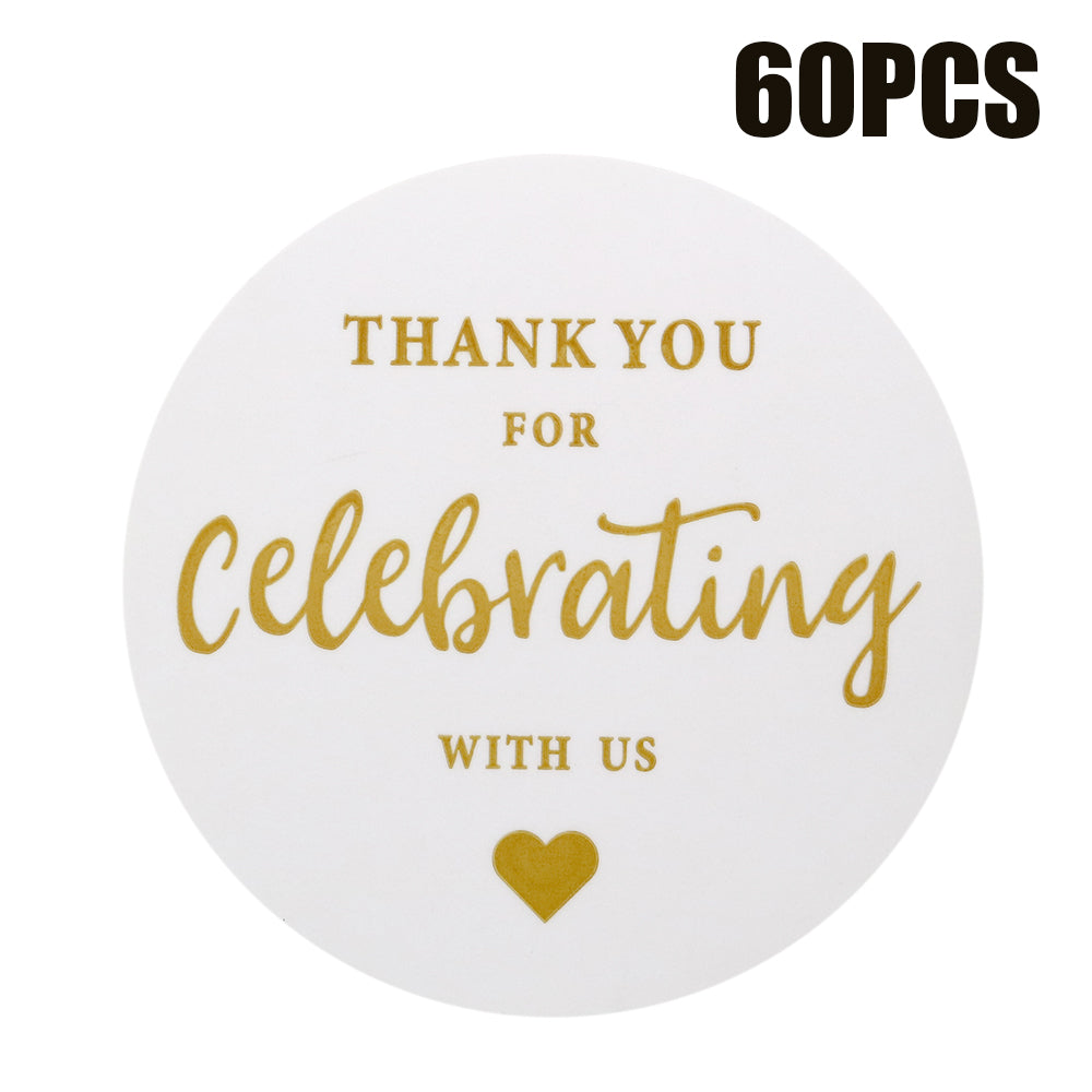 Original Design 60PCS Thank You for Celebrating with US Stickers,2 Inch Round Thank You Sticker Labels for Invitation Envelopes for Wedding, Baby Shower, Party Favor - G2plus