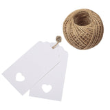 Valentine's Day Gift Kraft Paper Tags 100 PCS Luggage Tags Labels 4.5 cm * 9.5 cm Labels with 30 Meters Jute Twine (White) - G2plus
