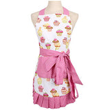 Mothers Apron for Women with Pockets, Extra Long Ties, Cupcake Apron, Perfect for Kitchen Cooking, Baking and Gardening, 29 x 21-inch(Adult Women)