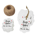 Original Design 100PCS Hug & Kisses from The New Mr & Mrs Gift Tags, Wedding Favor Gift Tags with 100 Feet Natural Jute Twine Perfect for Bridal Baby Shower Anniversary Decoration (White) - G2plus