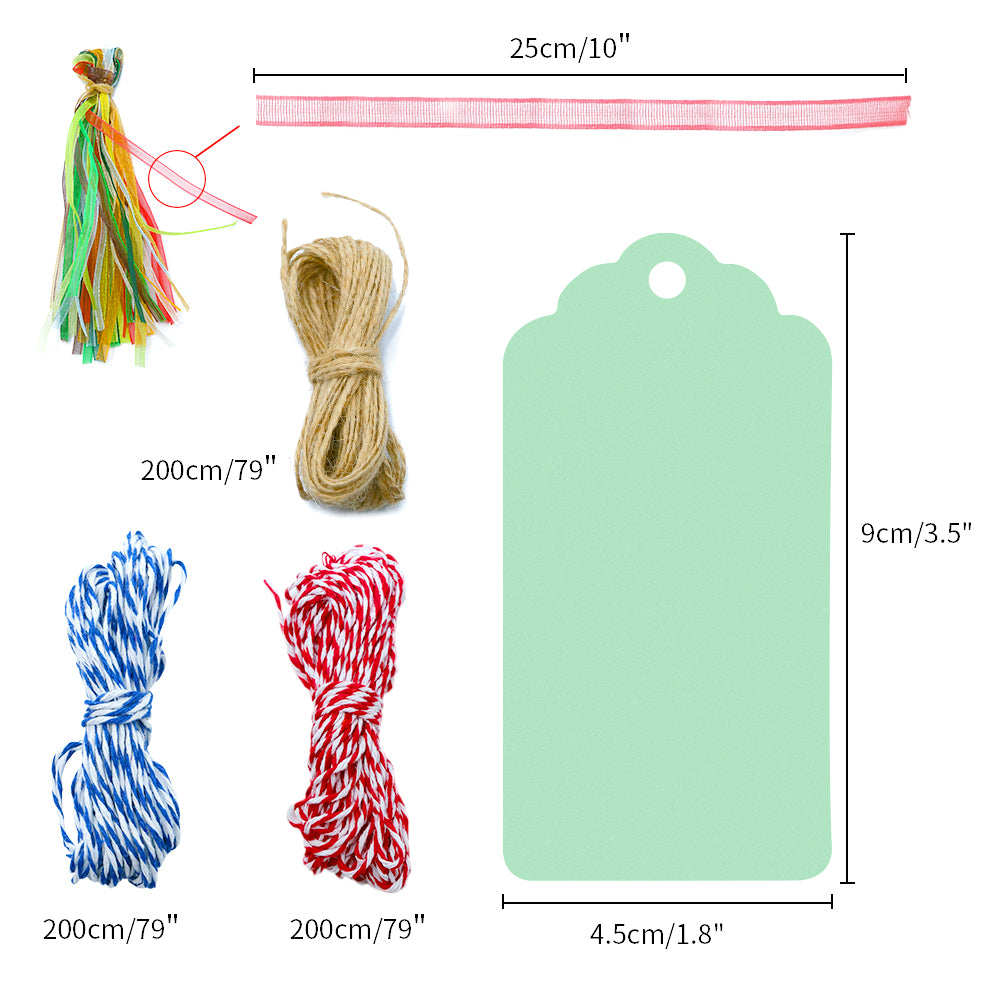 200PCS Colorful Gift Tags, 20 Colors 9 cm * 4.5CM Blank Paper Labels with 4PCS Strings for Wedding Birthday - G2plus