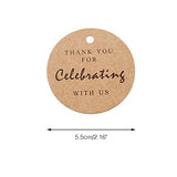 Thank You for Celebrating with Us,Original Design Paper Gift Tag, 100 PCS Kraft Tags with 100 Feet String for Wedding, Baby Shower, Party Favor (Brown) - G2plus