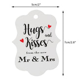 Original Design 100PCS Hug & Kisses from The New Mr & Mrs Gift Tags, Wedding Favor Gift Tags with 100 Feet Natural Jute Twine Perfect for Bridal Baby Shower Anniversary Decoration (White) - G2plus