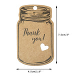 100PCS Vintage Mason Jar Shaped Tags,2.9" X 1.7" Thank You Tags with 100 Feet Natural Jute Twine for DIY and Craft, Canning Jars and Party Favors - G2plus