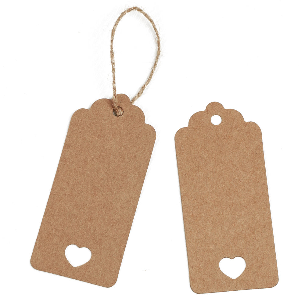 Valentine's Day Gift Kraft Paper Tags 100 PCS Luggage Tags Labels 4.5 cm * 9.5 cm Labels with 30 Meters Jute Twine (Brown) - G2plus