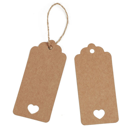 Valentine's Day Gift Kraft Paper Tags 100 PCS Luggage Tags Labels 4.5 cm * 9.5 cm Labels with 30 Meters Jute Twine (Brown) - G2plus