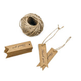100 PCS Kraft Gift Tags Small Size 7 cm * 2 cm Blank Label Paper Wedding Labels Birthday Luggage Tags Brown Hang Tag with 30 Meters Jute Twine (Thank You) - G2plus