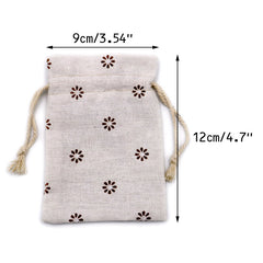 20 PCS Cotton Burlap Drawstring Pouches Gift Bags Wedding Party Favor Jewelry Bags 3.5'' x 4.7'' (Brown Daisy) - G2plus