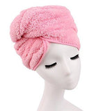 Microfiber Hair Towel for Women, Fast Drying Hair Towel Wrap with Button (Pink) - G2plus