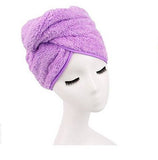 Microfiber Hair Towel for Women, Fast Drying Hair Towel Wrap with Button (Purple) - G2plus