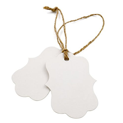100PCS Blank Gift Tags, 2.75''x 1.97'' Kraft Blank Hang Tags with 100 Feet Jute Twine - G2plus