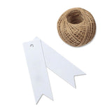 White Gift Tags, G2PLUS 100 PCS Paper Hang Tags with String, Craft Gift Tags, 7 cm x 2 cm Mini Size Flag Tags, Wedding Favor Tags with 30 Meters Jute Twine (White) - G2plus