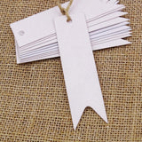 White Gift Tags, G2PLUS 100 PCS Paper Hang Tags with String, Craft Gift Tags, 7 cm x 2 cm Mini Size Flag Tags, Wedding Favor Tags with 30 Meters Jute Twine (White) - G2plus
