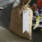 White Gift Tags, G2PLUS 100 PCS Paper Hang Tags with String, Craft Gift Tags, 7 cm x 2 cm Mini Size Flag Tags, Wedding Favor Tags with 30 Meters Jute Twine (White) - G2plus