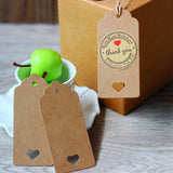Brown Gift Tags, G2PLUS 100 PCS Kraft Paper Gift Tags Hollow Heart Wedding Favor Tags 4cm x 9cm with 100 Feet Jute Twine (Brown) - G2plus