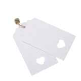 100 PCS Kraft Paper Gift Tags Hollow Heart Wedding Favor Tags 4cm x 9cm with 100 Feet Jute Twine(White) - G2plus