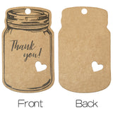 100PCS Vintage Mason Jar Shaped Tags,2.9" X 1.7" Thank You Tags with 100 Feet Natural Jute Twine for DIY and Craft, Canning Jars and Party Favors - G2plus