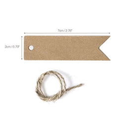 G2PLUS 100 PCS Kraft Gift Tags Small Size 7 cm * 2 cm Blank Label Paper Wedding Labels Birthday Luggage Tags Brown Hang Tag with 30 Meters Jute Twine (Brown) - G2plus