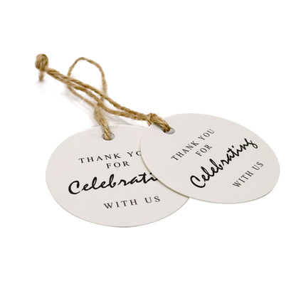 Thank You for Celebrating with Us Tag,Original Design Paper Gift Tag,100 PCS Kraft Tags with 100 Feet String for Wedding,Baby Shower, Party Favor (White) - G2plus