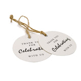 Thank You for Celebrating with Us Tag,Original Design Paper Gift Tag,100 PCS Kraft Tags with 100 Feet String for Wedding,Baby Shower, Party Favor (White) - G2plus