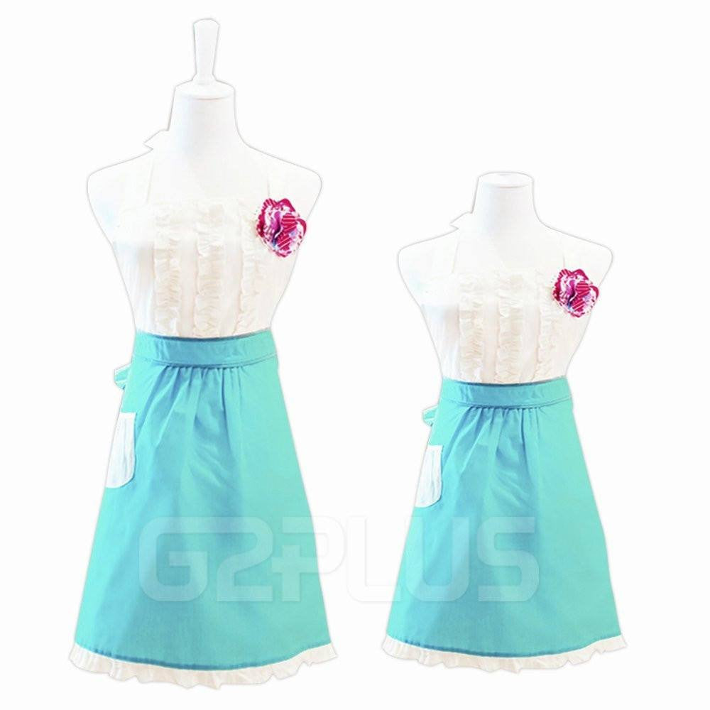 Lovely Classic Style Women’s Cooking Apron Kitchen Apron Baking Apron with Pocket Great Gift For Wife Kid Girls Daughters Ladies Macara Dragon White&Blue (Mama-Child Set) - G2plus