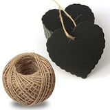 Black Gift Tags with String, G2PLUS 100PCS Black Paper Gift Tags Wedding Brown Kraft Hang Tag Bonbonniere Favor Gift Tags with Jute Twine 30 Meters Long for Crafts & Price Tags (Heart Shape-Black) - G2plus