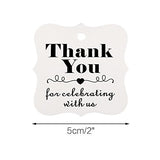 Original Design 100PCS Paper Gift Tags, Thank You for Celebrating with US, Square Thanks Label for Baby Shower, Bridal Wedding, Anniversary Celebration (White) - G2plus
