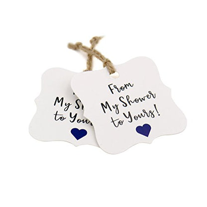 Original Design 100PCS Baby Shower Favor Tags,From My Shower To Yours Tags ! Paper Gift Tags Kraft Hang Tags with 100 Feet Natural Jute Twine - G2plus