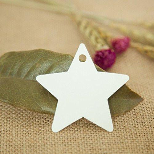 Star Gift Tags, G2PLUS 100 PCS Star Hang Tags with String, White Blank Gift Tag with 100 Feet Natural Jute Twine (White) - G2plus