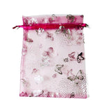 Organza Gift Bags 5’’ x 7’’, 100 PCS Drawstring Pouches Jewelry Wedding Party Favor Bags (Rose - Silver Butterfly Pattern) - G2plus