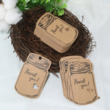 100PCS Vintage Mason Jar Shaped Tags,2.9" X 1.7" Thank You Tags with 100 Feet Natural Jute Twine for DIY and Craft, Canning Jars and Party Favors - G2plus