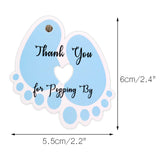 Original Design Thank You for Popping By,100 PCS Cute Baby Feet Thank You Tags with 100 Feet Natural Jute Twine Perfect for Baby Shower Favor (Blue) - G2plus