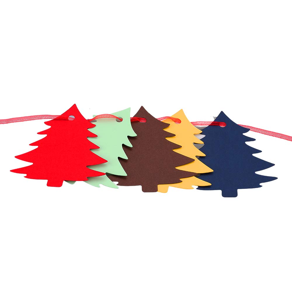 Christmas Tree Tags,120PCS 12 Colors Christmas Gift Tags with Organza Ribbons Perfect for Christmas Gift Wraps,Christmas Party Decoration - G2plus