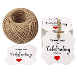 Thank You for Celebrating with US,Original Design 100PCS Paper Gift Tags Square Thanks Label with Red Hearts for Baby Shower, Bridal Wedding, Anniversary Celebration  Product ID:  723260887852 - G2plus