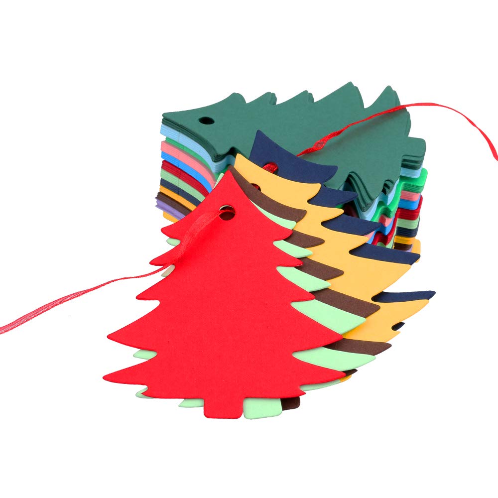 Christmas Tree Tags,120PCS 12 Colors Christmas Gift Tags with Organza Ribbons Perfect for Christmas Gift Wraps,Christmas Party Decoration - G2plus