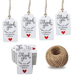 Original Design Thank You for Celebrating with Us Tags,100PCS 7cm X 4cm Paper Gift Tags with 100 Feet Natural Jute Twine Kraft Hang Tag for Wedding Party Favors, Baby Shower Decorations (White) - G2plus