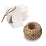 100 PCS Paper Gift Tags with String Wedding Rectangle Hang Tags Bonbonniere Favor Gift Tags Price Tags Labels with 30 Meters Jute Twine for Crafts (White) - G2plus