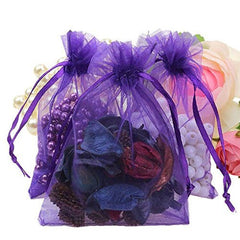 Organza Gift Bags with Drawstring 5’’ x 7’’, G2PLUS 100 PCS Organza Jewelry Bags, Sheer Drawstring Gift Pouches for Christmas Wedding Party Favors (Purple) - G2plus