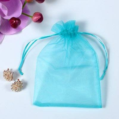 Organza Gift Bags with Drawstring 5’’ x 7’’, G2PLUS 100 PCS Organza Jewelry Bags, Sheer Drawstring Gift Pouches for Christmas Wedding Party Favors (Lake Blue) - G2plus