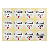Thank You Stickers, G2PLUS White Kraft Paper Labels with Red Hearts for Tags, Baking, DIY Gift Packing (Pack of 120 Pcs) - G2plus