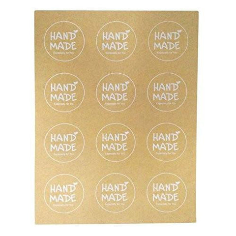 Handmade Stickers, G2PLUS Handmade Especially for You Kraft Paper Sticker Labels for Soap, Baking, DIY Gift Packaging (10 Sheets x 12 PCS) - G2plus