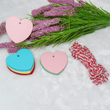 Mother's Day Heart Shaped Kraft Gift Tags, 100 PCS Blank Labels, 5CM * 5CM Paper Wedding Hang Tag with 30 Meters Jute Twine (Multi-Colored) - G2plus