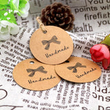100 PCS Kraft Gift Tags 5 cm"Handmade" Label Birthday Luggage Tags Paper Wedding Labels Brown Hang Tag with 30 Meters Jute Twine - G2plus