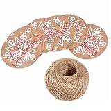 100 PCS Kraft Paper Christmas Gift Tags with 100 Feet Natural Jute Twine String (Merry Christmas Snowflake) - G2plus