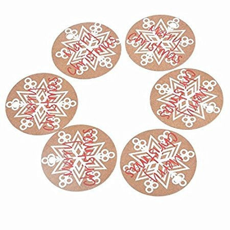 100 PCS Kraft Paper Christmas Gift Tags with 100 Feet Natural Jute Twine String (Merry Christmas Snowflake) - G2plus