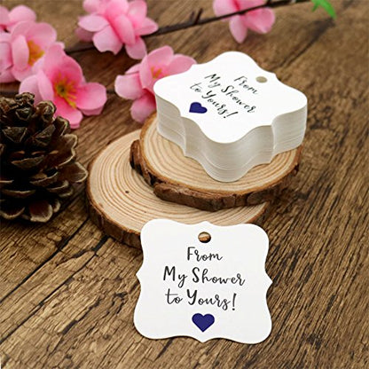 Original Design 100PCS Baby Shower Favor Tags,From My Shower To Yours Tags ! Paper Gift Tags Kraft Hang Tags with 100 Feet Natural Jute Twine - G2plus